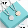 Pendant Necklaces Bead Chain Design Brand Heart Love Necklace Gold Sier For Women Jewelry Gift Drop Delivery 2022 Dhdkg Q230908