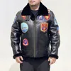 Мужские меховые парки Top Gun Multi-mark Aviator B3 на меху Куртки из овечьей кожи