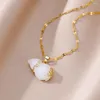 Hanger Kettingen Natuurlijke Opaal Kalebas Ketting Voor Vrouwen Rvs Sleutelbeen Keten Delicate Paar Sieraden