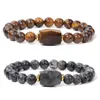 Strand Natural Tiger Eye Stone Armband Square Shape Quartzs Pärlor Armband för kvinnor Män Black Labradorite Amethyst Bangles smycken