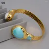 Bangle GuaiGuai Jewelry Natural White Pearl Green Amazonites Gold Color Plated Bracelet For Women Vintage Style