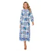 Casual Dresses Women Floral Print Long Sleeve Beach Bohemian Maxi Dress Ladies Boho Sundress Robe Vestidos