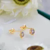 Orecchini pendenti LAMOON Orecchino a bottone Accessori donna Pietra preziosa naturale di tanzanite S925 Argento placcato oro Gioielli di colore viola EI173