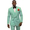 Herenpakken Blazers Bruidsjonkers Turquoise Bruidegom Tuxedos Sjaal Revers Mannen 2 Stuks Bruiloft Man Custom Made Jas Broek Stropdas 272r