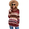 Felpe con cappuccio da donna Felpa pullover media lunga Top con maniche tascabili a righe multicolori Sudaderas Para Mujer