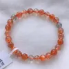 Strand Natural Arusha Orange Sunstone Strawberry Quartz Armband Clear Round Beads 6.4mm Women Bangle