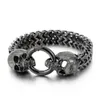 Charmarmband Kalen Punk Rostfritt stål Skull Charm Armband Men Mesh Chain Bangle Man Jewelry Accessories 230907