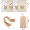 Other Event Party Supplies 50 Pcs Wedding Candy Drawstring Jute Bags Heart Sewing Christmas Package Pouches 10x14cm Party Gift Pocket with Tags 230907