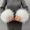 Five Fingers Gloves Anime Women Faux Fur Cuffs Wristband Winter Warmer Arm Wrist Raccoon Sleeve Fluffy Oversleeve 230908