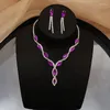 Pendant Necklaces Red Blue Amethyst Two Piece Jewelry Set Diamond Crystal Bridal Wedding Necklace Earrings Suit Banquet Dress Neckchain