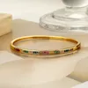 Bangle KOPEN Luxe Zirconia Pave Instelling Geometrische Manchet Armbanden Armbanden Voor Elegante Vrouwen Goud Kleur Bruiloft Sieraden