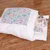 kennels pens Japanese Cat Bed Winter Removable Warm Cat Sleeping Bag Deep Sleep Pet Dog Bed House Cats Nest Cushion with pillow 230908