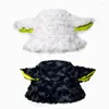 Береты Y2K, женская панама из овечьей шерсти, зимняя плюшевая панама с овечьими ушками для девочек, теплая мягкая женская шляпа из искусственного меха в рыбацком стиле от солнца