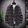 Spring and Autumn New Checkered Shirt Hong Kong Style Coat Thick Option Korean Version Shirt Loose Size Youth Shirt Trensizem-4xl