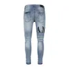 Embroidery Amiirii Purple Jeans Mens Fashion Jean 2024 Demin Letter Perforated Patch Fashion Trend Mens CM42