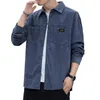 Men's Casual Shirts Art Style Corduroy Long Sleeve Autumn Korean Shirt Man Fashion Oversize Coat Quality Clothing 2023 230907