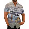 Camicie casual da uomo Aereo da caccia 3d stampato Camicia vintage 2023 per uomo Estate Streetwear Retro hawaiano