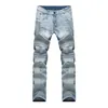 Homme Biker Jeans détruit denim tissu élastique Slim Fit lavé Denim pantalon maigre Joggers Skinny hommes déchiré pantalon 220Q