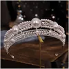 Haarschmuck Kmvexo Luxus Gold Farbe Kristall Perlen Braut Tiaras Krone Festzug Diadem Stirnbänder Accesspries 220831 Drop Lieferung Ha Dh98J