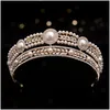 Hair Jewelry Kmvexo Luxury Gold Color Crystal Pearls Bridal Tiaras Crown Pageant Diadem Headbands Accesspries 220831 Drop Delivery Ha Dh98J