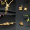 Aniid African Dubai Jewelry Gold Big Necklace Rings uppsättning för kvinnor Nigerian Bridal Wedding Party 24K Etiopiska örhängen Jewelery H250B