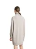 Damenkleid Winter Kiton Kaschmir Rollkragenpullover Lose Lange Pullover Strickröcke Beige Weiß