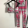 Novo conjunto feminino de duas peças com alça espaguete, sem mangas, tops, calças compridas, sexy, estampado, conjunto de roupas femininas para passarela e05