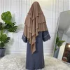 Vêtements ethniques Femmes Eid Prière Vêtement Long Khimar Ramdan Musulman Foulard 3 Couches Jilbab Jubha Islamique Hijabs Musulman Dejellab