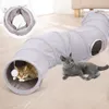 Outros suprimentos de gato Túnel para gatos internos Brinquedos dobráveis Play Tube 3 maneiras S forma cinza camurça pet crinkle túneis com bola 230907