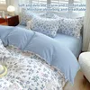 寝具セット100％綿の寝具セット花皮膚に優しい通気性のある羽毛布団2pcs枕カバーなしベッドシート230908