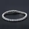 Quality 4A Entire 3mm 4mm CZ Tennis Bracelet In Real Solid 925 Sterling Silver Classial Jewelry 2pcs Lot264U