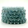 Bracelet rond bleu aigue-marine, 8/10/12mm, 19.5cm, perles en gros, artisanat naturel FPPJ