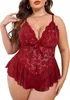 Sexy pijamas avidlove plus size roupa interior feminina collants sexy rendas teddy uma peça boneca vestido de dormir l4xllf230908