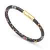 Pulseira de couro com padrão colorido de design luxuoso feita à mão pulseiras joias para presente de amantes