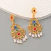 Boucles d'oreilles géométriques ajourées en métal pour femmes, boucles d'oreilles pendantes minimalistes exagérées, accessoires de bijoux de Banquet