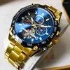 Armbanduhren AOKULASIC Marke Goldene Männliche Mechanische Uhren Automatische Uhr Männer Multifunktions Tourbillon Mondphase Sport Armbanduhr