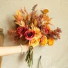 Decorative Flowers No Watering Artificial Flower Realistic Fall Faux Bouquets Sunflowers Roses Leaves For Non-withering Home Decor Po