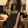 Deeptown Adrette Y2k Polo T-shirts Frauen Koreanische Mode Patchwork Oversize Kurzarm Top Harajuku Vintage Brief Drucken