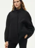 Women's Jackets RR2311 wool blends bombers jackets oversized With Button Solid Long Sleeve Top Coat Casual Loose Winter Warm Woman traf 230908