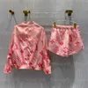 Femmes Designer Mode d'été Deux pièces Ensemble dégradé rose Ensembles de crème solaire imprimé manteau à manches longues shorts décontractés survêtements de luxe femmes