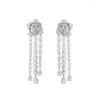 Dangle Earrings S925 Silver Needle CZ الفستان الراقي الفاخرة مع انخفاض المياه الطويلة للسيدات ثلاثية الأبعاد بالجملة