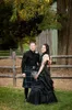 Vintage noir gothique robe de mariée froncé à lacets dos grande taille longueur de plancher une ligne robes de mariée chérie cou sans manches longue mariée porter