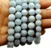 Bracelet rond bleu aigue-marine, 8/10/12mm, 19.5cm, perles en gros, artisanat naturel FPPJ