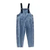 Rompers Boys Denim Overalls Spring Summer Children Clothing Casual Kids Suspender Trousers Solid Jumpsuit Teenage Jeans 230907