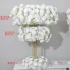 Decorative Flowers White Rose Shades Of Floral Arrangement Wedding Table Runner Row Decor Metal Support Centeriece Stand Event Party Prop