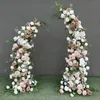 Dekorativa blommor Moon Shape Horn Arch with Greenery White Rose Arrangement Bröllop Bakgrund Dekor Props Event Party Stage Window Display