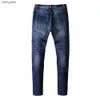 Jeans viola Moda uomo Jean 2023 Demin Pantaloni elastici con foro dritto al ginocchio Slim Amiirii da uomo