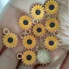 Charms 30Pcs/Lot Yellow Enamel Daisy Flower Charms 14mm For Bracelet Earring Necklace Pendants Alloy Jewelry Making Findings 230907