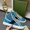 sneaker Designers canvas Luxurys Shoe Beige Blue washed jacquard denim Women Shoes Ace Rubber sole Embroidered Vintage casual Sneakers with box