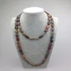 ST0004 Square picasso jasper Bead 42 inch Knotted Long semi precious stone necklaces New Design Necklace 328t